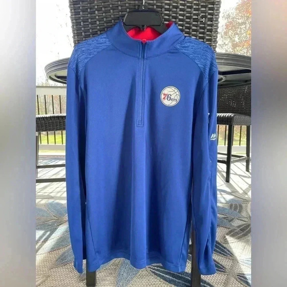 Majestic NBA Philadelphia 76ers Men’s Quarter Zip Pullover Size Medium - Picture 1 of 7